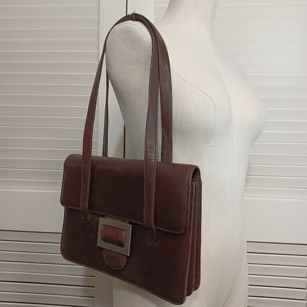 Johnny Farah Vintage Brown Leather Shoulder Bag - Picture 7 of 13